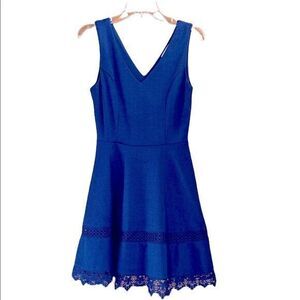 Francesca's Miami Crochet Sleeveless‎ Cobalt Blue Dress Size Small